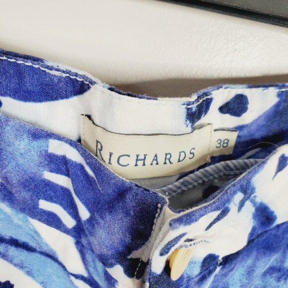 Richards UK Linen Watercolor Old Money  Bermuda Resord Tropical Golf Shorts 38 - Picture 3 of 11